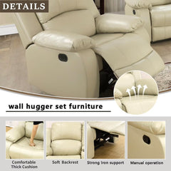Manual Leather Recliner Chair Beige