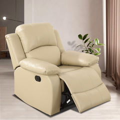 Manual Leather Recliner Chair Beige