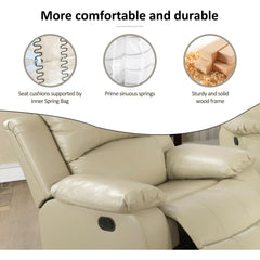 Manual Leather Recliner Chair Beige