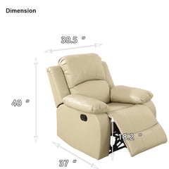 Manual Leather Recliner Chair Beige