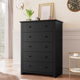 Black Tall Dresser for Bedroom 5 Drawer Dresser