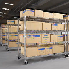 4-Tier Adjustable Wire Storage Shelves for Kitchen& Garage, 55.5"W x 24"D x 76"H, Chrome