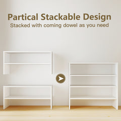 2-Tier Stackable White Shoe Rack Organizer for Closet