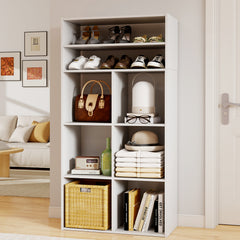 2-Tier Stackable White Shoe Rack Organizer for Closet