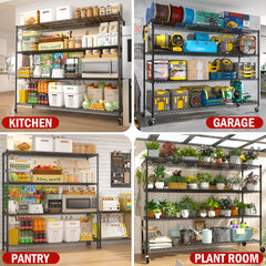 2800LBS Garage Shelving Unit with Wheels 4 Tier Storage Shelves