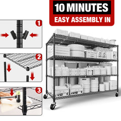 2800LBS Garage Shelving Unit with Wheels 4 Tier Storage Shelves