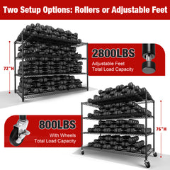2800LBS Garage Shelving Unit with Wheels 4 Tier Storage Shelves