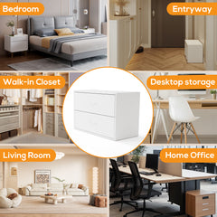White 2-Drawer Dresser Stackable Storage Cabinet for Closet Storage