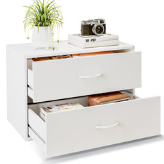 White 2-Drawer Dresser Stackable Storage Cabinet for Closet Storage