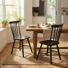 Windsor Dining Chairs Set of 2, Black