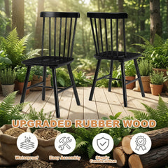 Windsor Dining Chairs Set of 2, Black