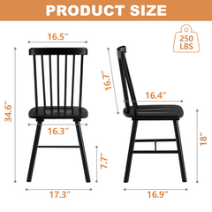 Windsor Dining Chairs Set of 2, Black