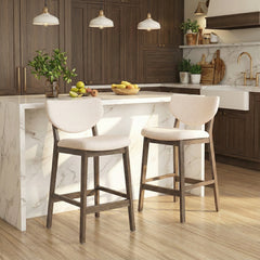 26" Height Bar Stools Set of 2, Beige