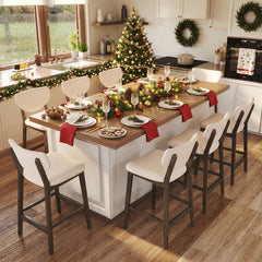 26" Height Bar Stools Set of 2, Beige