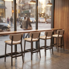 26" Height Bar Stools Set of 2, Beige