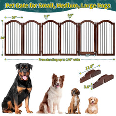 Free Standing Pet Gate with Door 30"H x 96"W