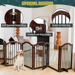 Free Standing Pet Gate with Door 30"H x 96"W
