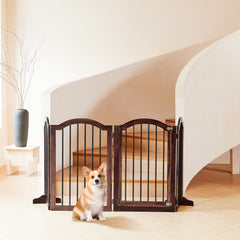 Free Standing Pet Gate with Door 30"H x 96"W