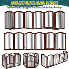 Free Standing Pet Gate with Door 30"H x 96"W