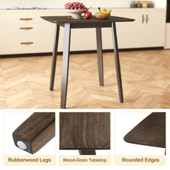 36" Farmhouse Wooden Kitchen Dining Table, Walnut