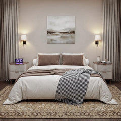 Fluted Nightstand for Bedroom with USB Charging Station