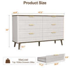 Fluted Dresser for Bedroom with 6 Drawers