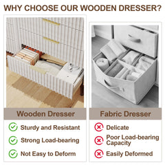 Fluted Dresser for Bedroom with 6 Drawers