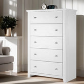 TrumanPick White Dresser for Bedroom, Tall Chest of Drawers for Living Room, Wooden Dressers 31.2"W x 17"D x 47"H for Nursery Hallway Closet
