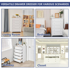 TrumanPick White Dresser for Bedroom, Tall Chest of Drawers for Living Room, Wooden Dressers 31.2"W x 17"D x 47"H for Nursery Hallway Closet