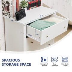 TrumanPick White Dresser for Bedroom, Tall Chest of Drawers for Living Room, Wooden Dressers 31.2"W x 17"D x 47"H for Nursery Hallway Closet