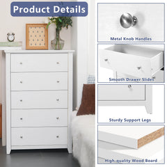TrumanPick White Dresser for Bedroom, Tall Chest of Drawers for Living Room, Wooden Dressers 31.2"W x 17"D x 47"H for Nursery Hallway Closet
