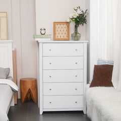TrumanPick White Dresser for Bedroom, Tall Chest of Drawers for Living Room, Wooden Dressers 31.2"W x 17"D x 47"H for Nursery Hallway Closet