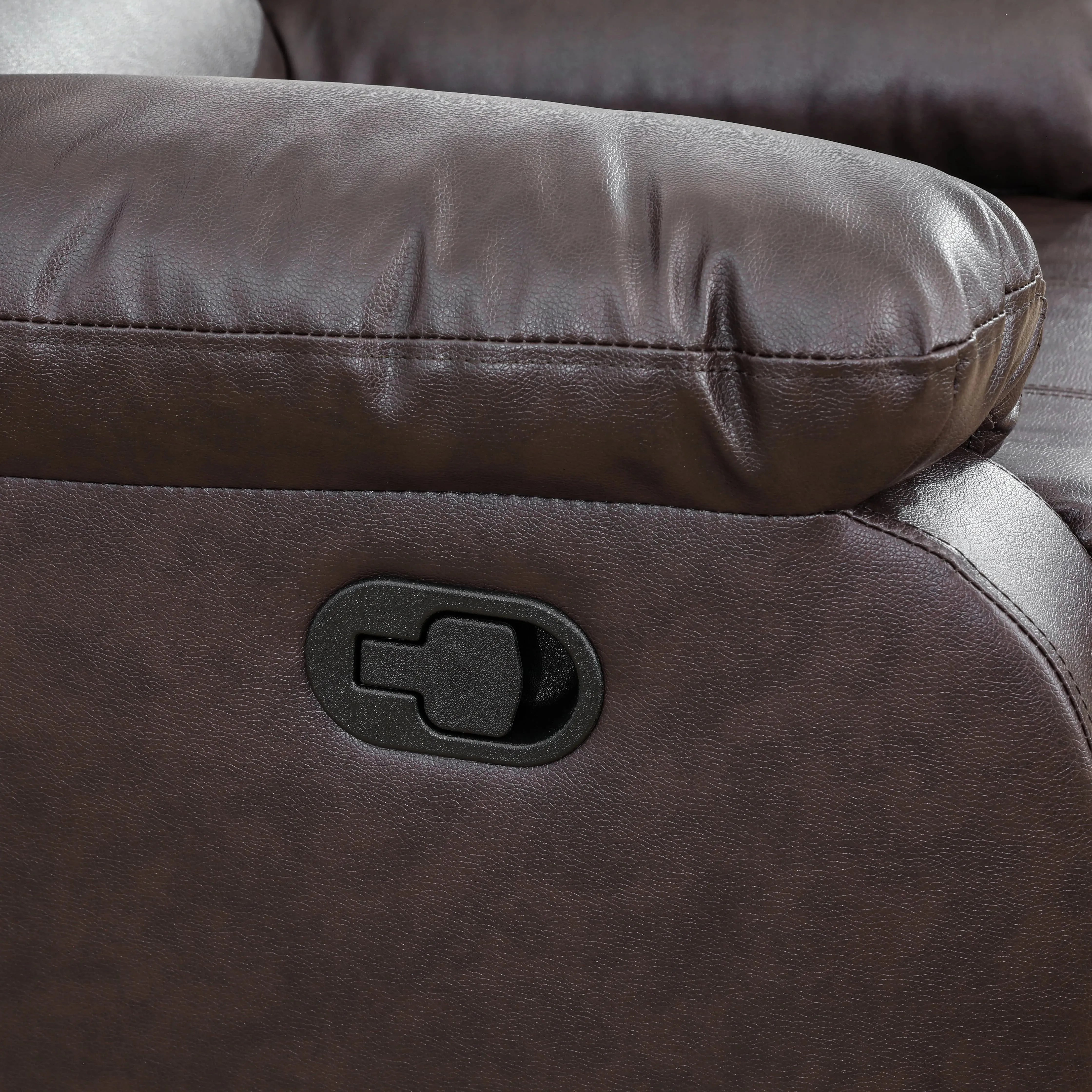 TrumanPick Manual Recliner Chair, Overstuffed reclining Armchair Home Theater Sofa Recliner for Living Room, Brown