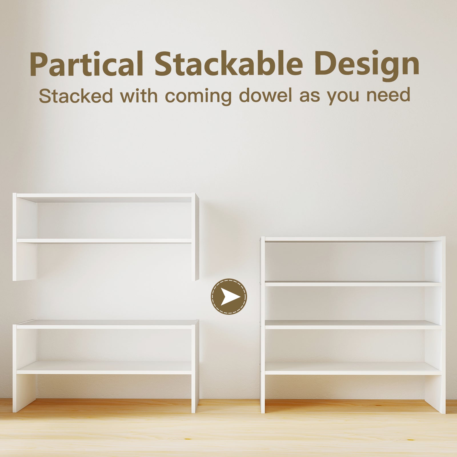2-Tier Stackable White Shoe Rack Organizer for Closet