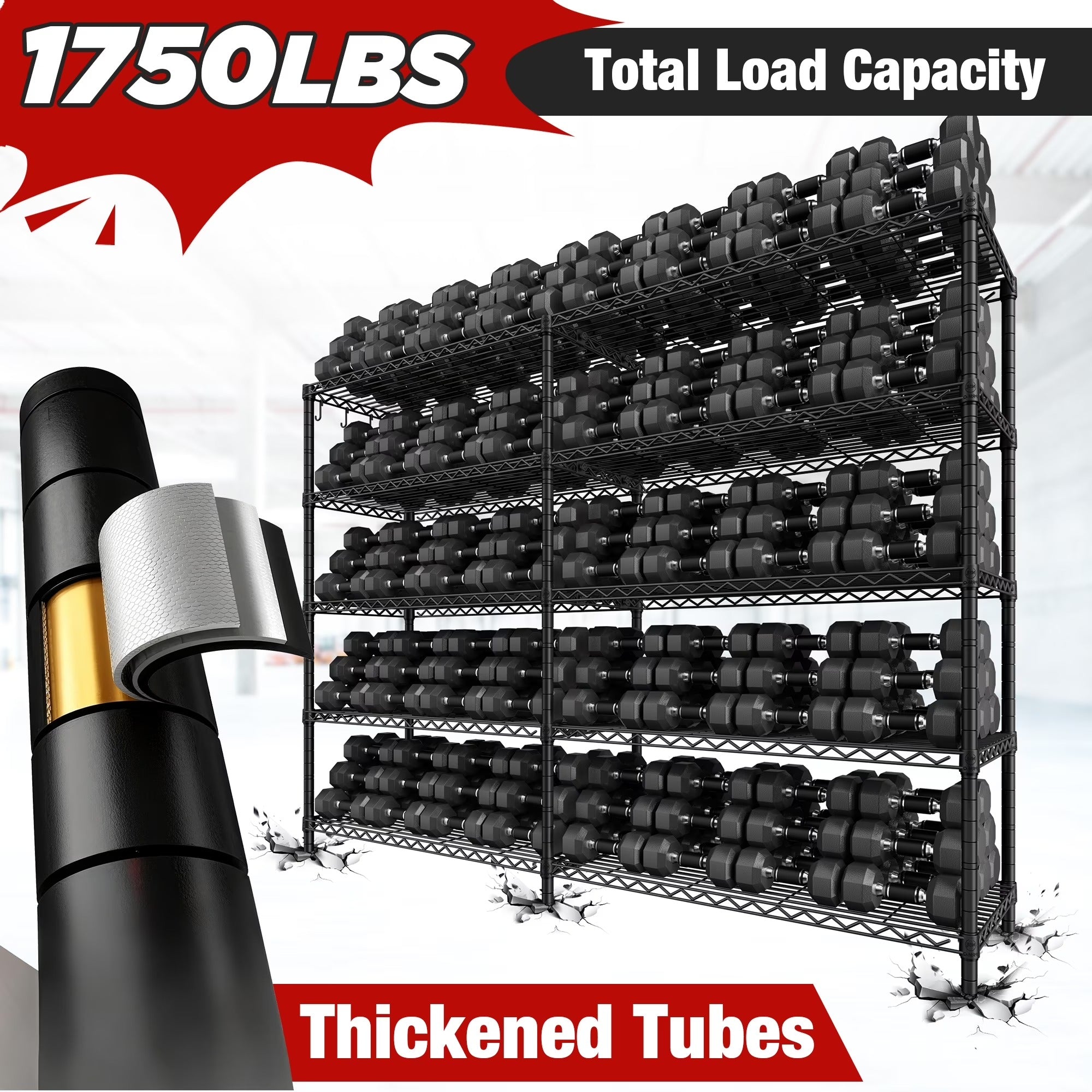 72"W Storage Shelves Load 1750LBS Wire Shelving Unit