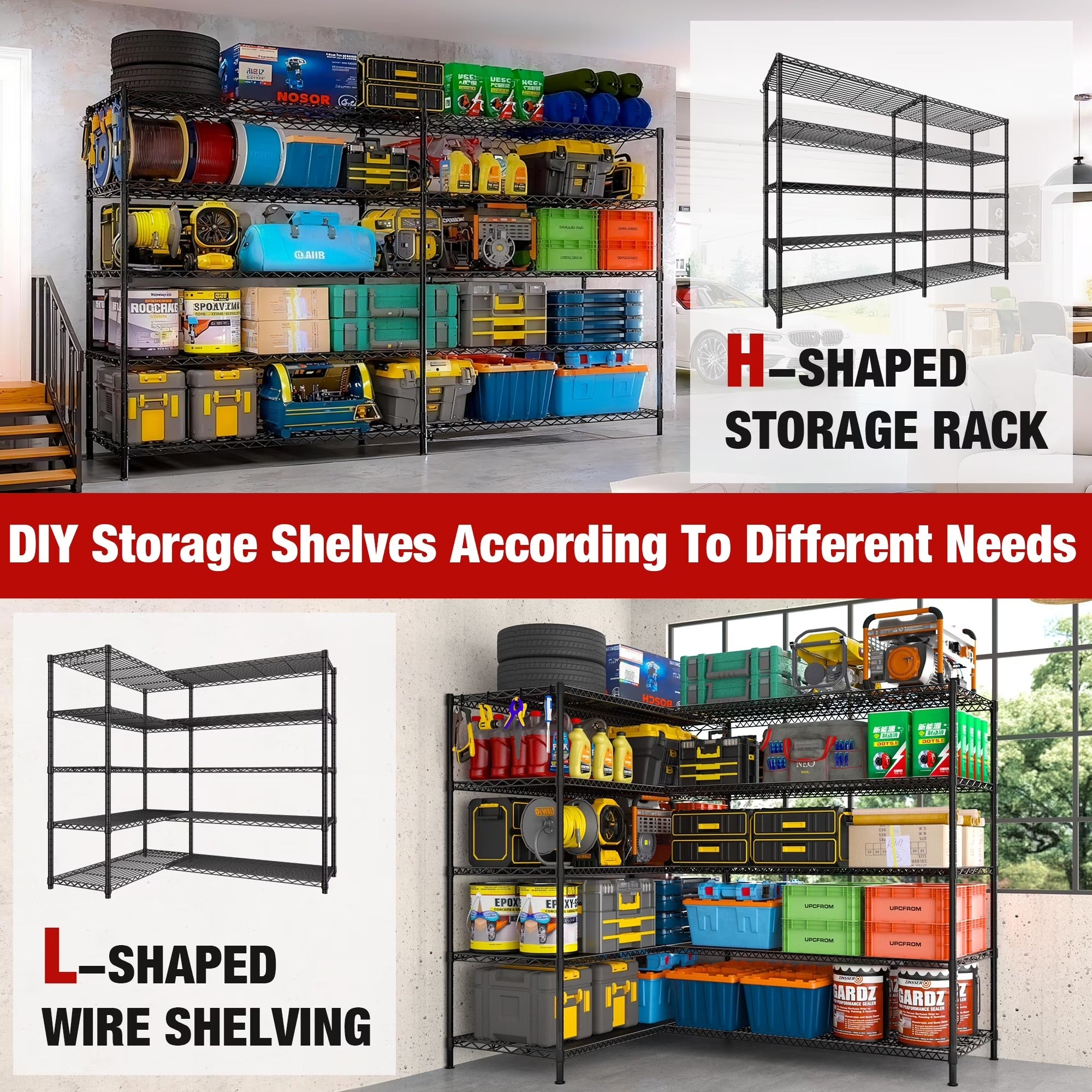 72"W Storage Shelves Load 1750LBS Wire Shelving Unit