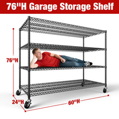 2800LBS Garage Shelving Unit with Wheels 4 Tier Storage Shelves