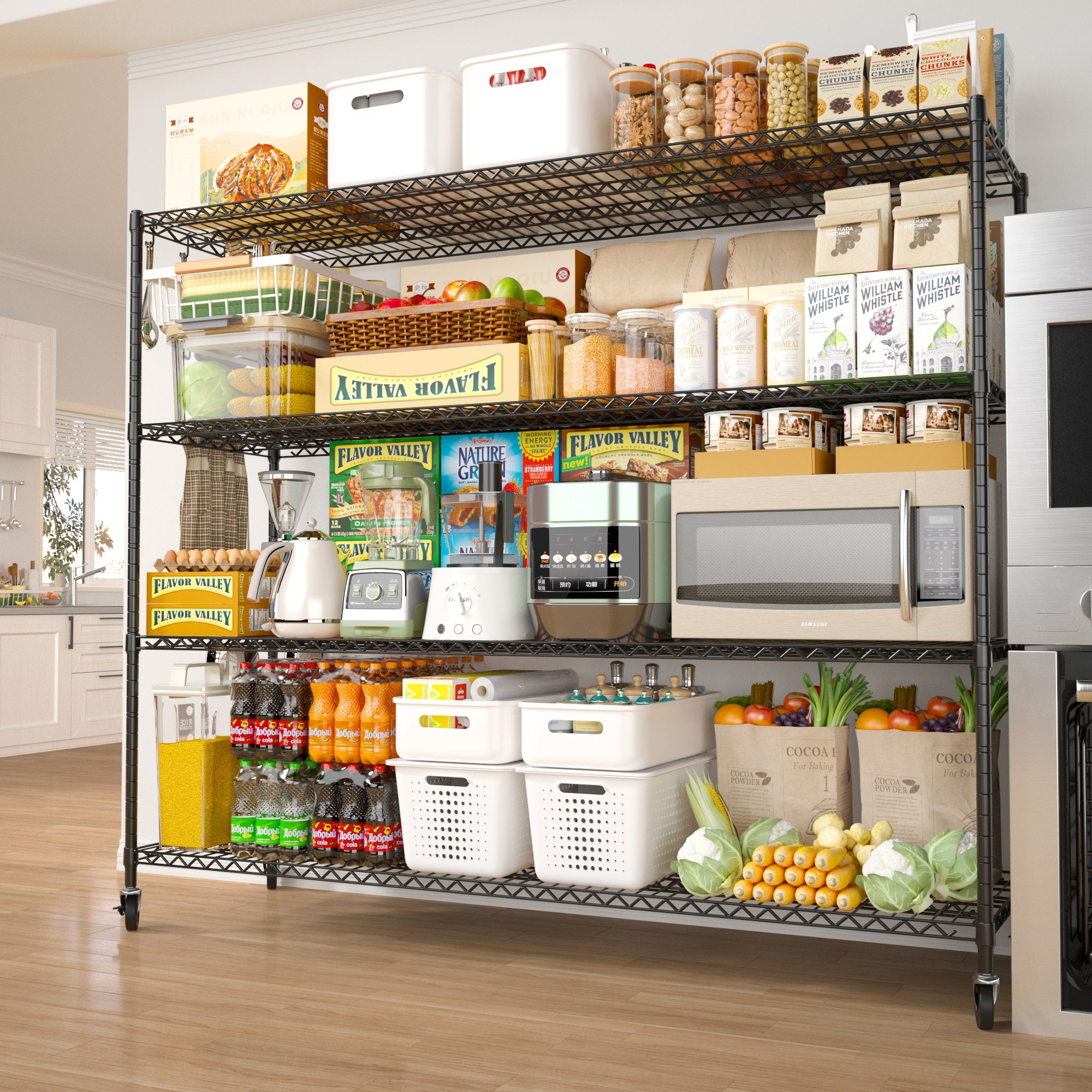 2800LBS Garage Shelving Unit with Wheels 4 Tier Storage Shelves