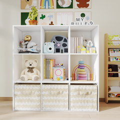 Wood Stackable 9 Cube Storage Organizer, White