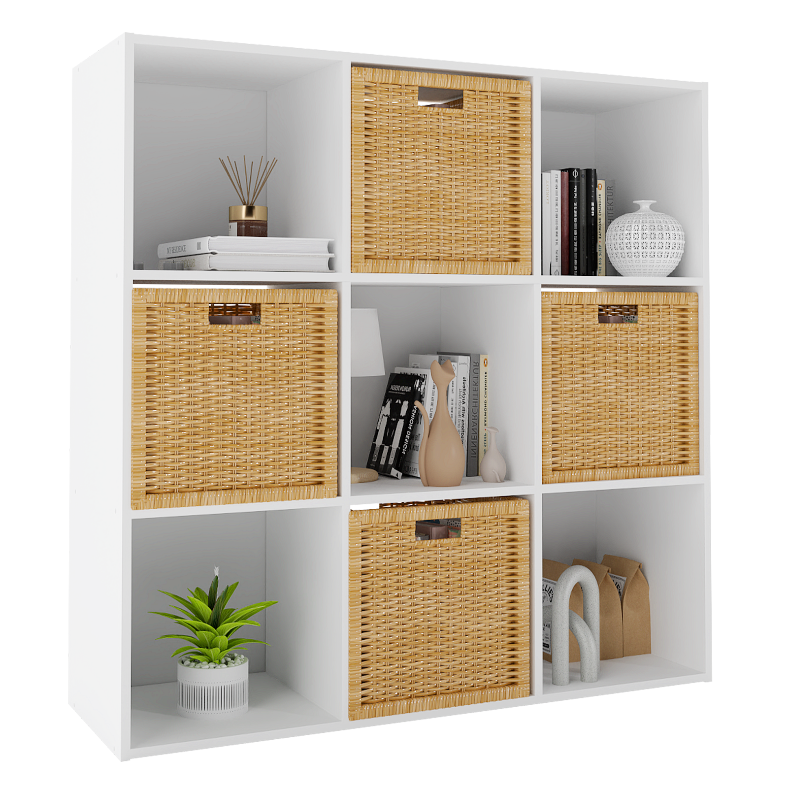 Wood Stackable 9 Cube Storage Organizer, White