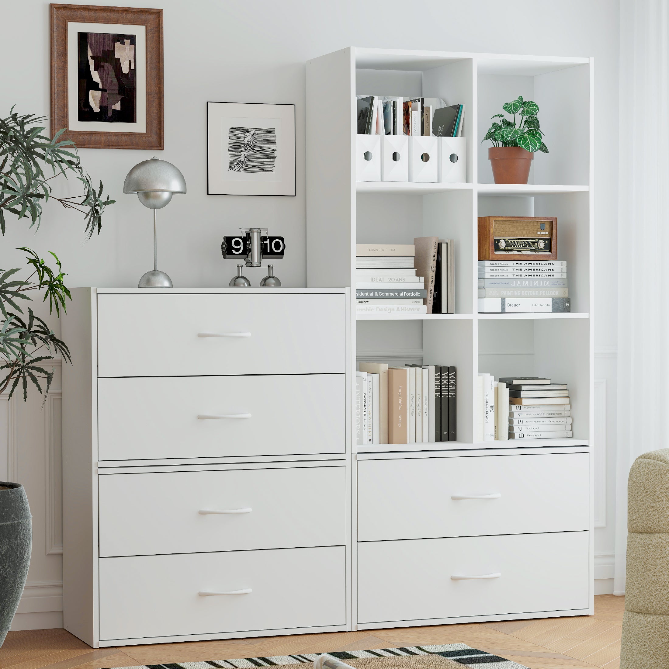 White 2-Drawer Dresser Stackable Storage Cabinet for Closet Storage