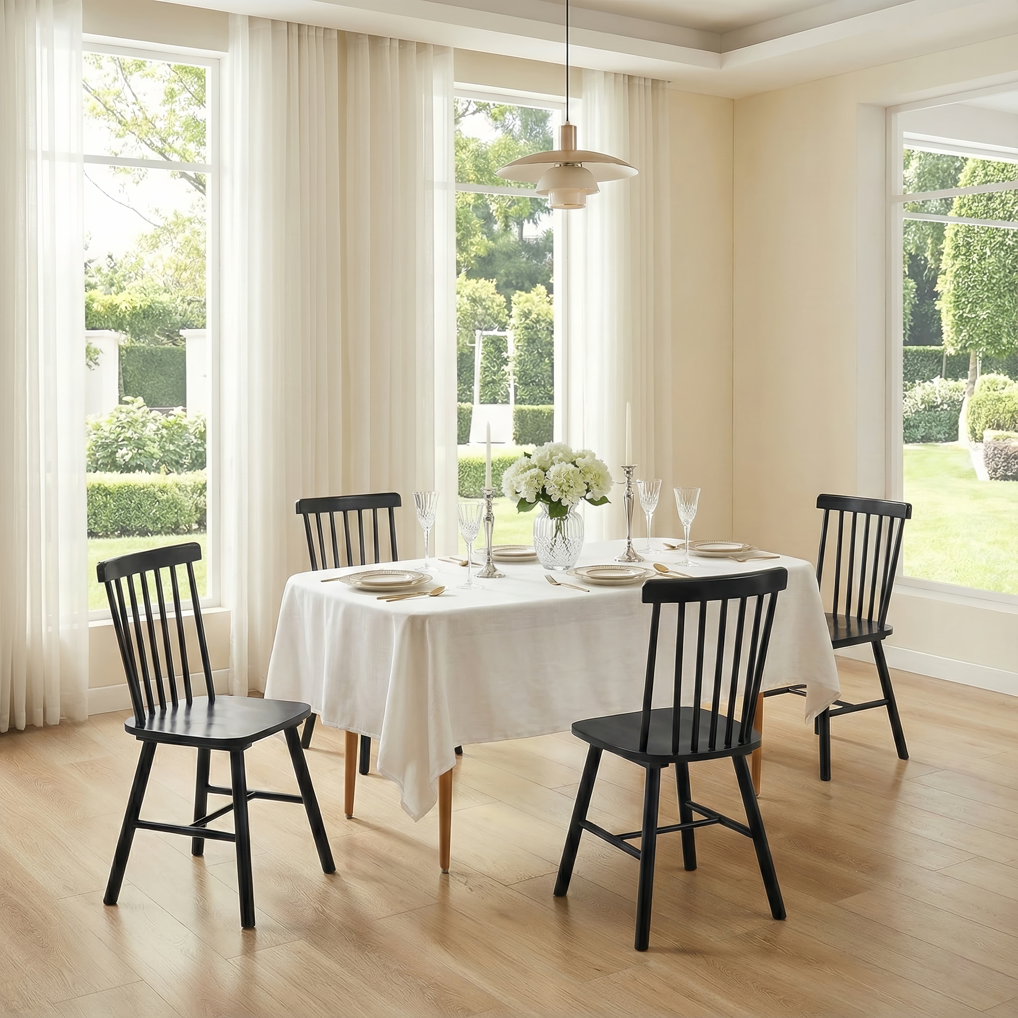 Windsor Dining Chairs Set of 2, Black