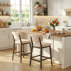 26" Height Bar Stools Set of 2, Beige