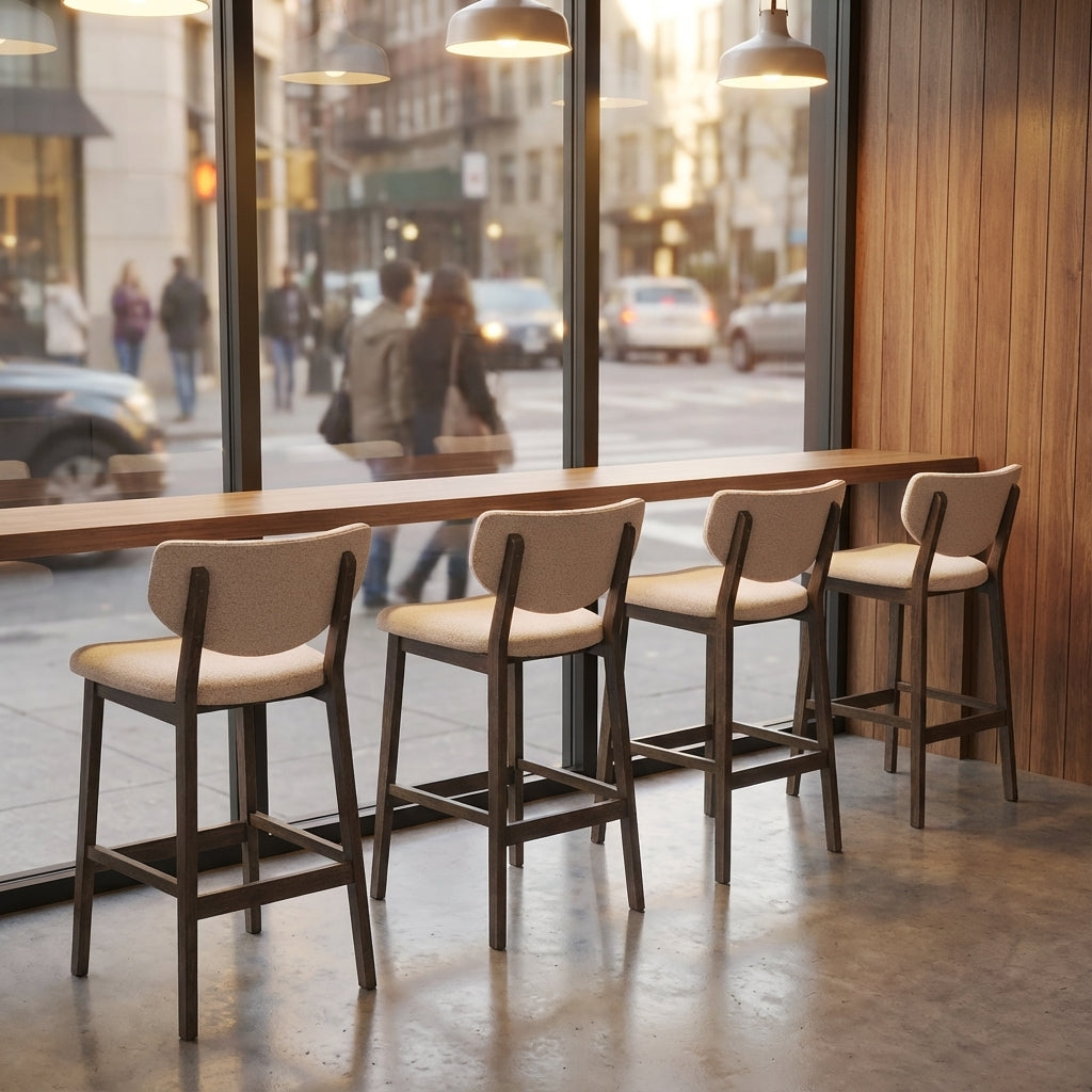 26" Height Bar Stools Set of 2, Beige