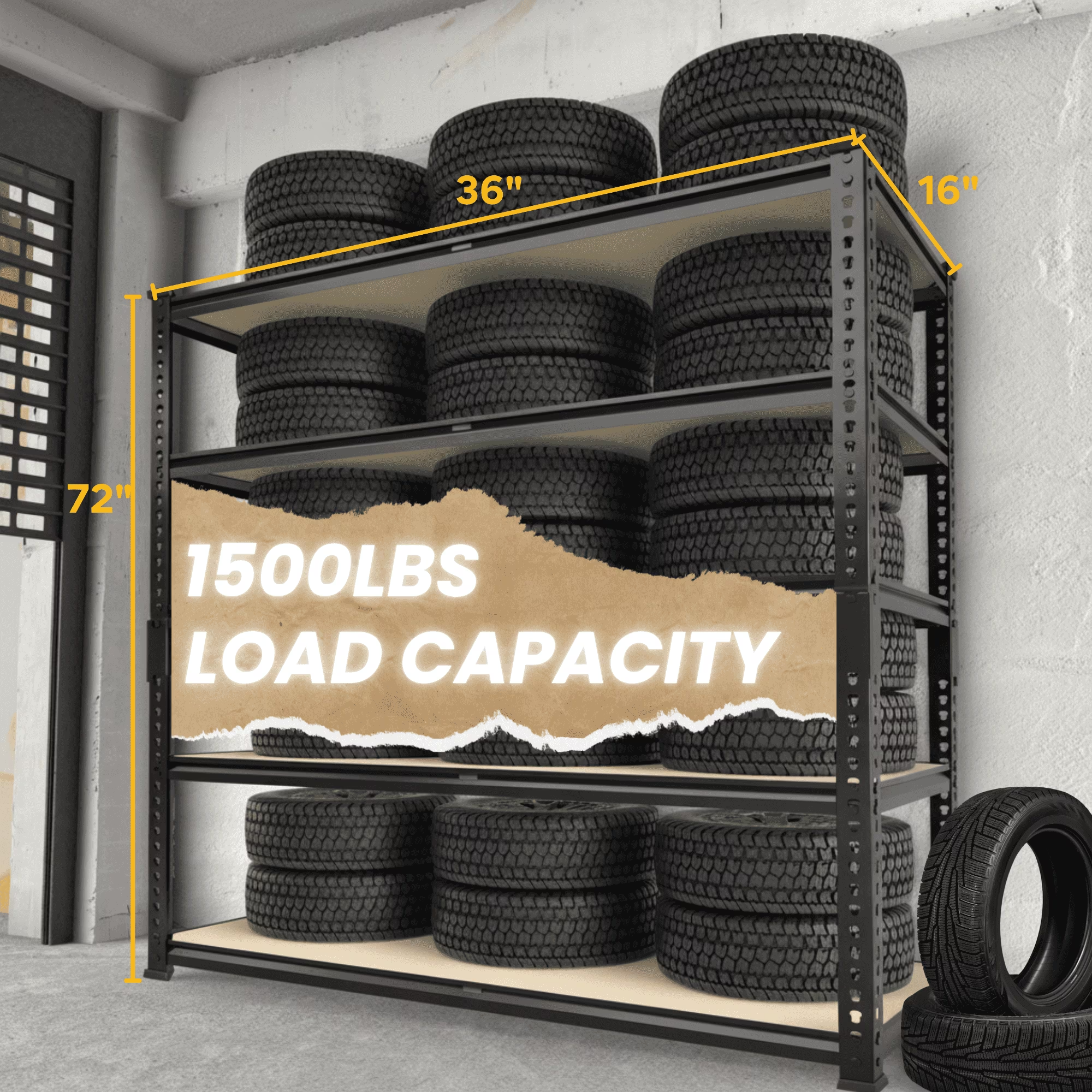 72" H Garage Shelving Heavy Duty 1500 LBS