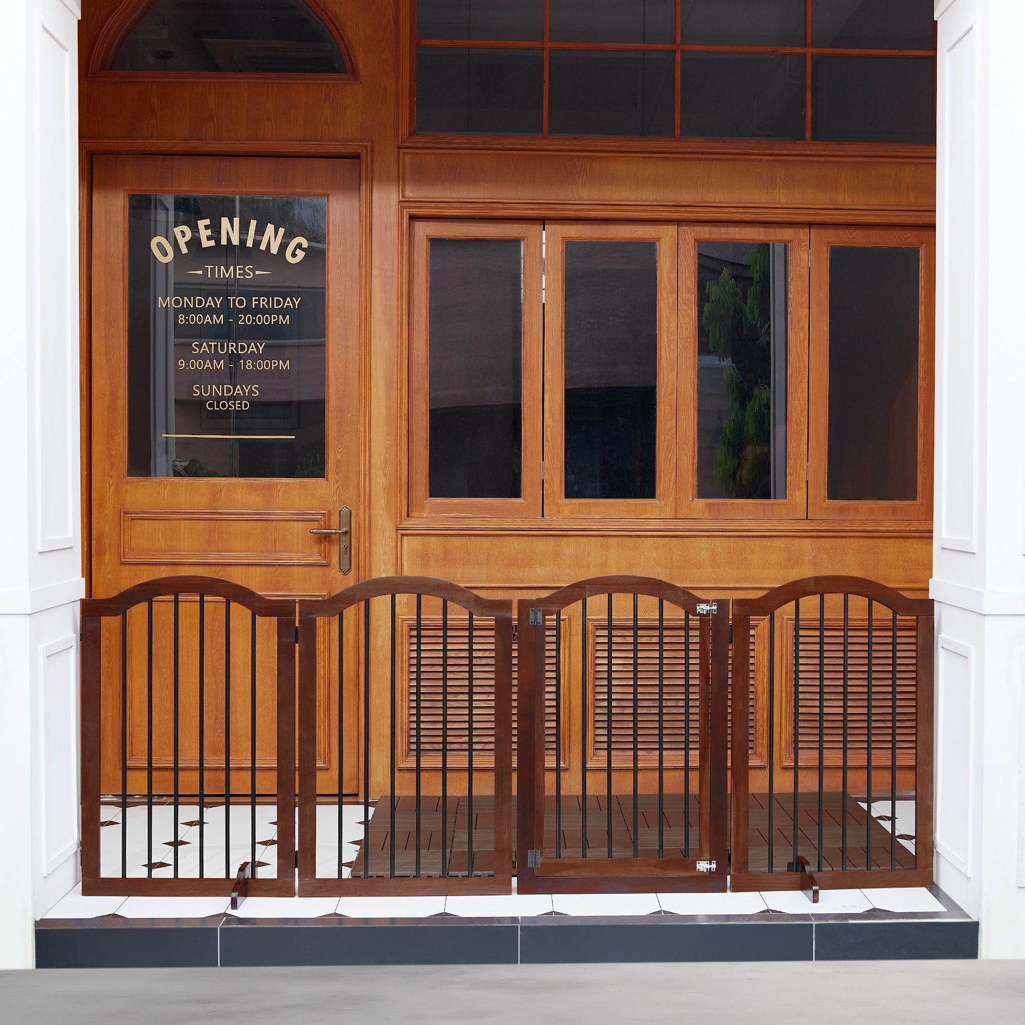 Free Standing Pet Gate with Door 30"H x 96"W