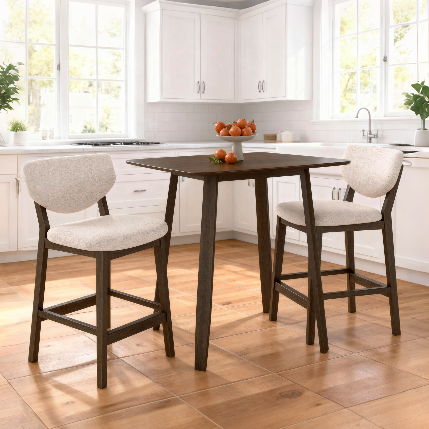 36" Farmhouse Wooden Kitchen Dining Table, Walnut
