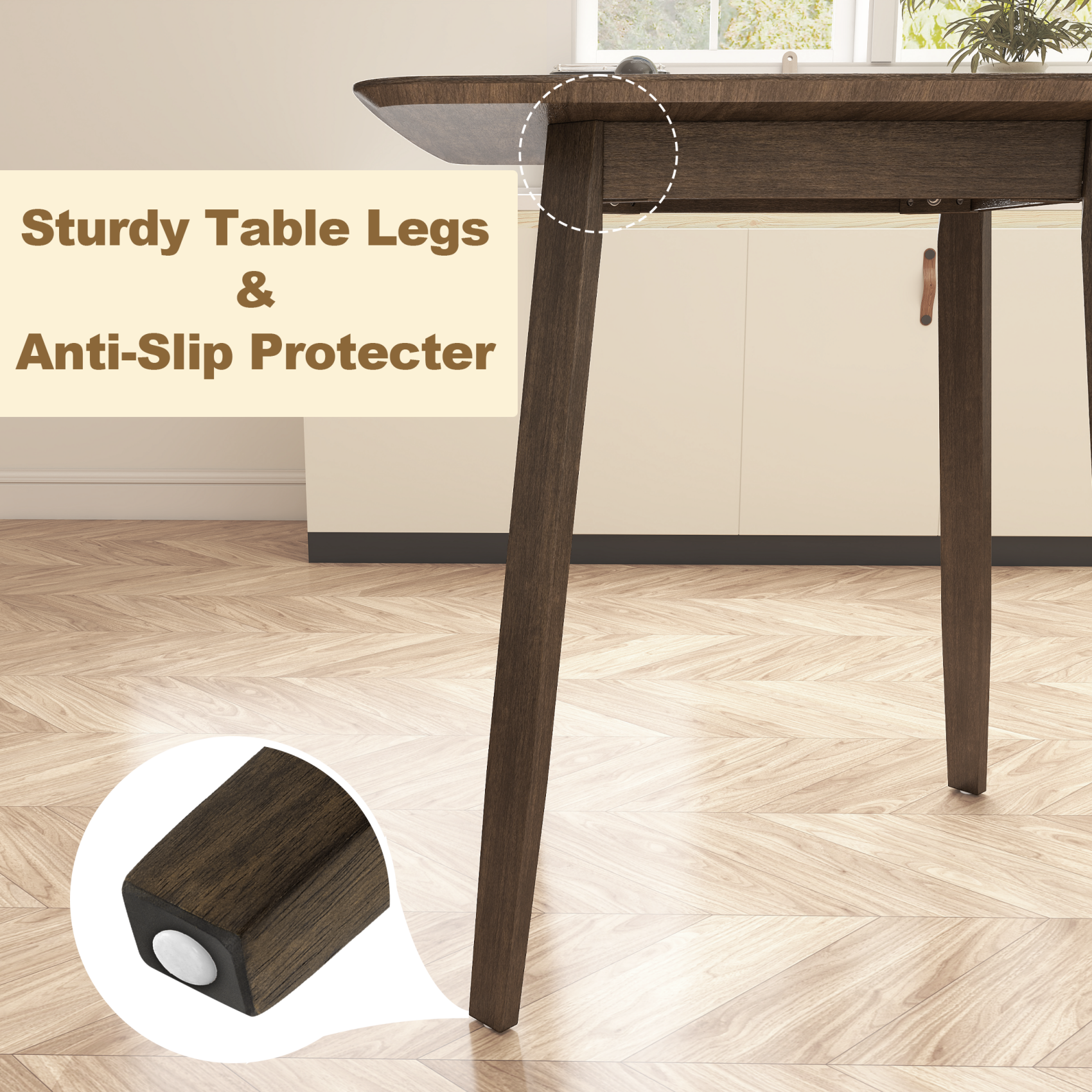 36" Farmhouse Wooden Kitchen Dining Table, Walnut