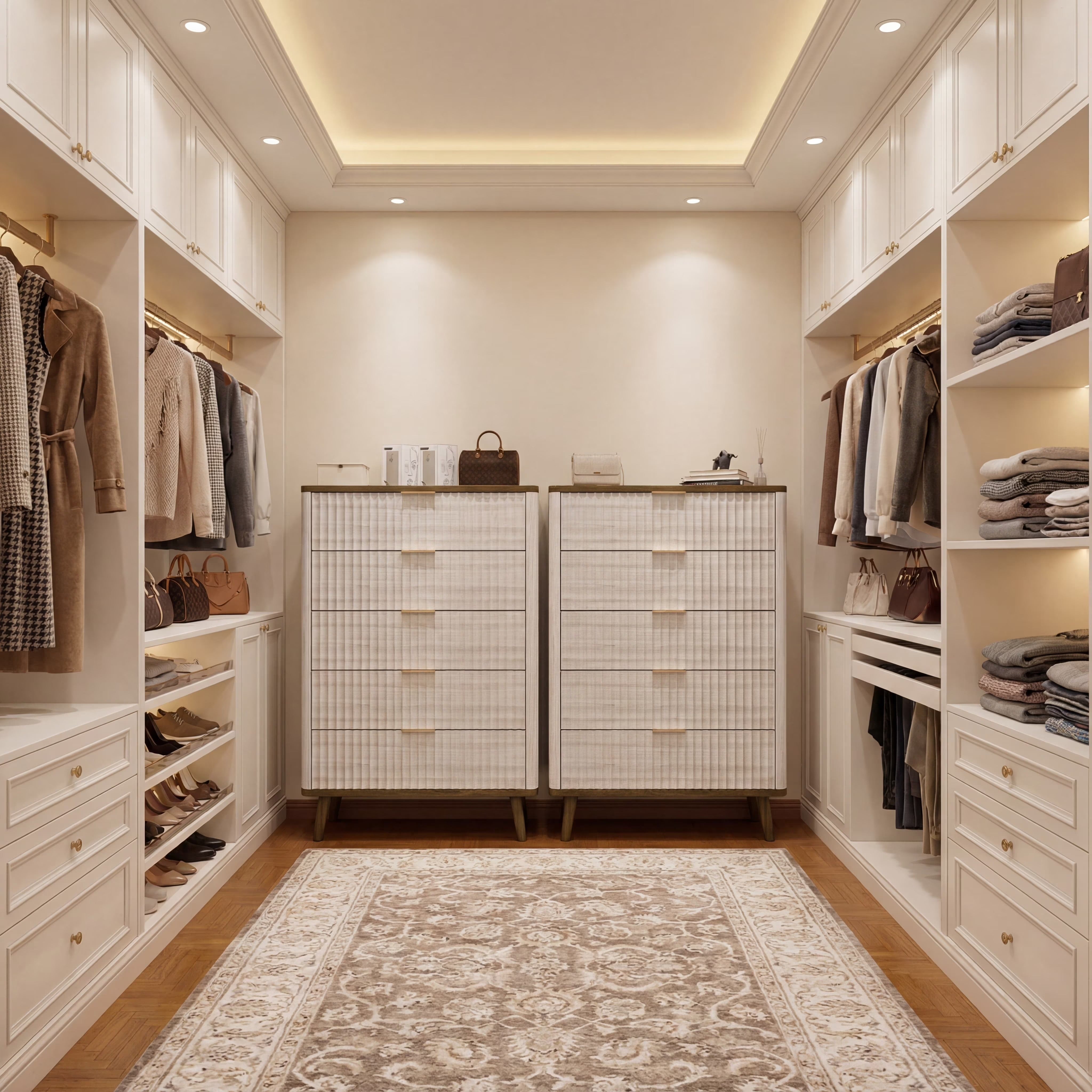 Fluted Dresser for Bedroom with 5 Drawers 45.4"H