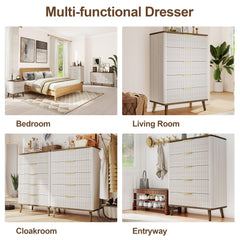 Fluted Dresser for Bedroom with 5 Drawers 45.4"H